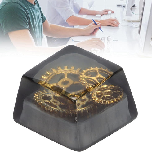 Zopsc Game Resin Keycap, Cute Custom Handmade Keycap for Game Players and Keyboard Enthusiasts, Black Gear