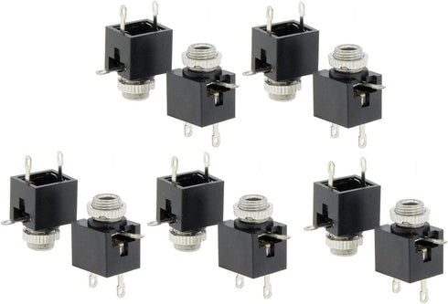 YXQ 3 Pins Female 3.5mm Mono TS Jacks Plug Socket Connectors, 10-Piece, Switch PCB Panel Chassis Mount
