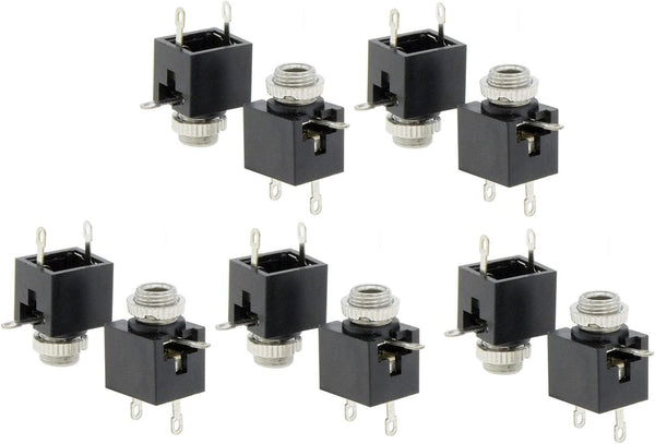 YXQ 3 Pins Female 3.5mm Mono TS Jacks Plug Socket Connectors, 10-Piece, Switch PCB Panel Chassis Mount