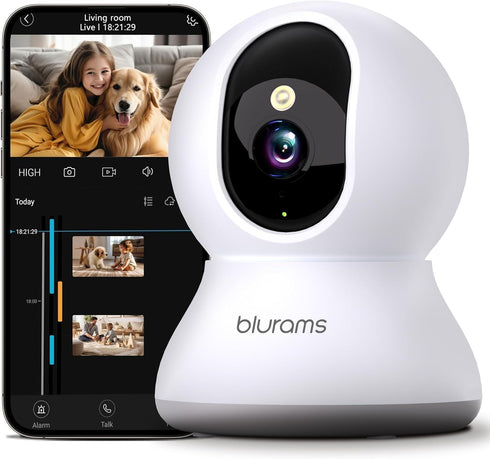 blurams Security Camera 2K, Baby Monitor Dog Camera 360-degree for Home Security w/Smart