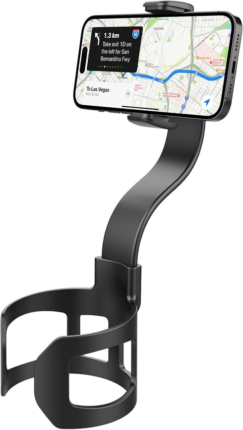 APPS2Car Cup Holder Phone Holder Mount for Car, 2-in-1 Fast-Squeeze Installation, Adjustable Height One-Hand Operation