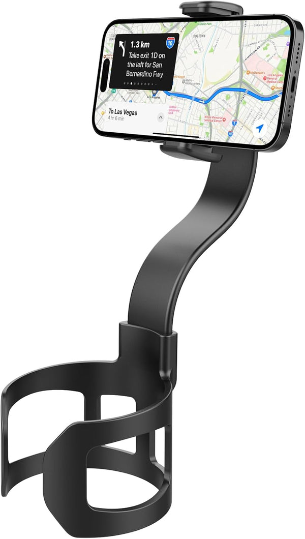 APPS2Car Cup Holder Phone Holder Mount for Car, 2-in-1 Fast-Squeeze Installation, Adjustable Height One-Hand Operation