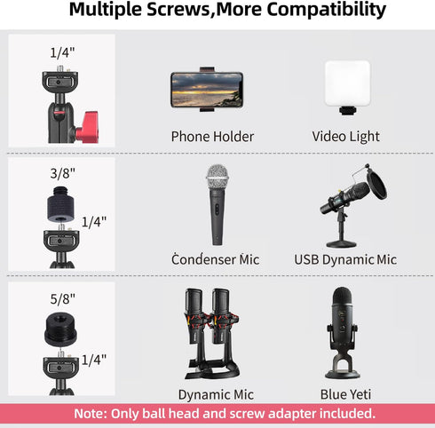 Hemmotop 22in Magic Arm with Clamp, Adjustable Phone Mount Holder for Camera, Mic Arm for Tripod and Desk