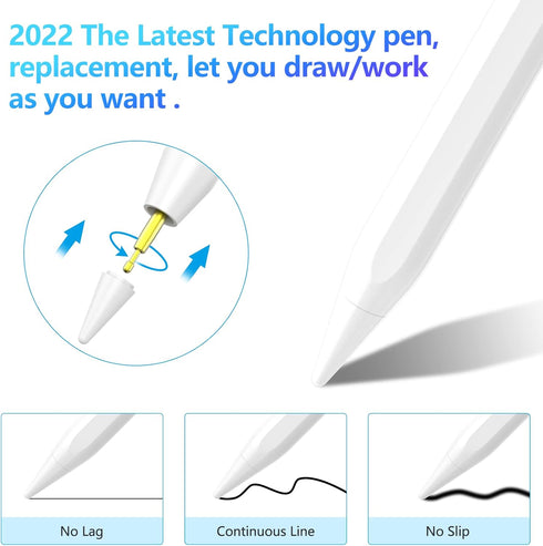 Stylus Pen for iPad with Palm Rejection - Pencil for iPad 10th/9th/8th/7th/6th Gen, iPad Pro, iPad Air, iPad Mini