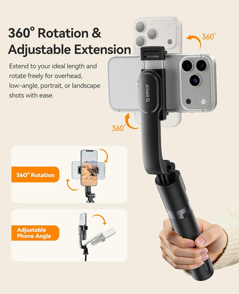 ORICO 35'' 360 Aluminum Portable Selfie Stick Tripod, Mini Tripod for iPhone, Extendable Stand with Detachable Wireless