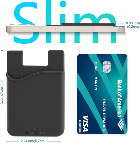 SHANSHUI 4 PCS Phone Card Holder, Premium Silicone Stick on ID Card, Drivers License, Credit Card Holder for Back of