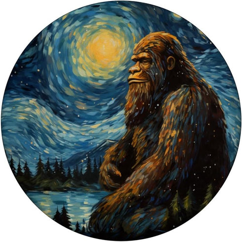 Funny Bigfoot Sasquatch Starry Night Van Gogh PopSockets Standard PopGrip