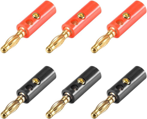 uxcell 4mm Banana Plugs Speaker Wire Cable - 6pcs 10A Screw Plugs Connectors in 2 Colors