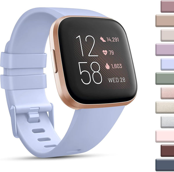 Sport Bands Compatible with Fitbit Versa 2, Classic Soft Silicone Replacement Wristbands for Smart Watch (Large, Baby
