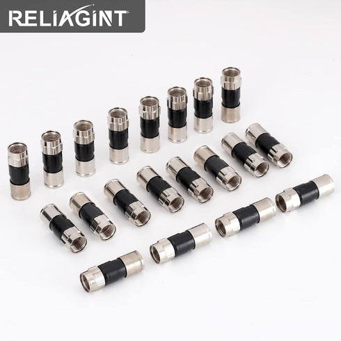 5 Pack RG6 Compression Connectors, 75 Ohm F Connector Inside Conductive washer Design Weatherproof Coax Connector, Compatible for RG6 Dual, Tri Quad Shield Universal Cable TV Connectors