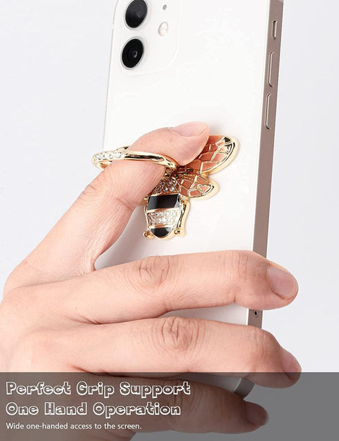 Allengel Bee Phone Ring Holder Finger Kickstand with Crystal for iPhone or Smartphone Cases