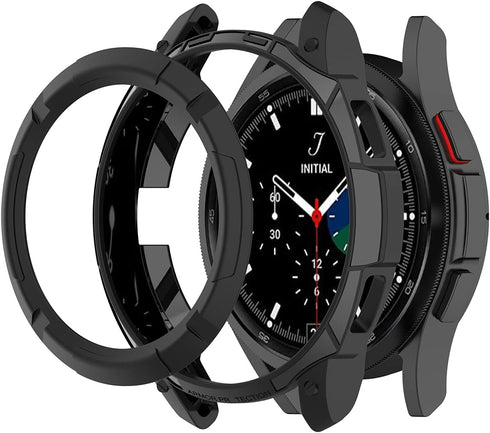 Case for Samsung Galaxy Watch 4 Classic 42mm 46mm, Protective Cover with Rotatable Bezel Ring (Black)