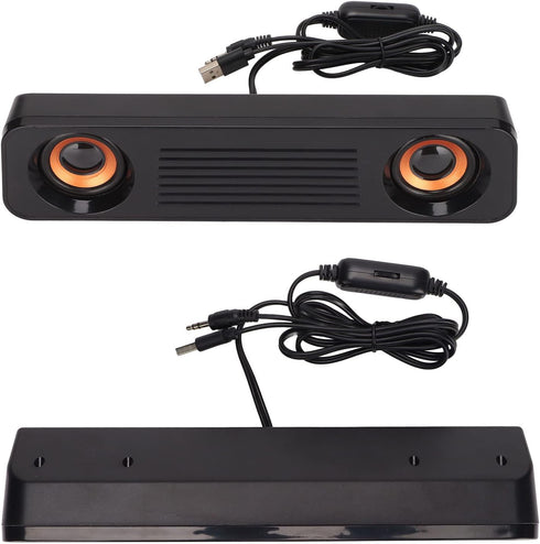 Portable Wired Speaker, HiFi Stereo Subwoofer Desktop Long Speaker, USB Powered 3.5mm Plug for TV Computer Tablet