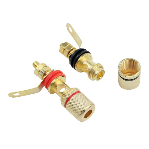 Antrader 12pcs Gold Plated Speaker Terminal Binding Post 4mm Banana Plug Socket Connector (6 Black + 6 Red)