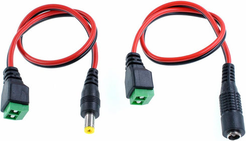 Oiyagai 5 Pairs DC Power Pigtail Cables - Upgraded 22 AWG Wiring with 2.1mm x 5.5mm Connectors for Home Security and