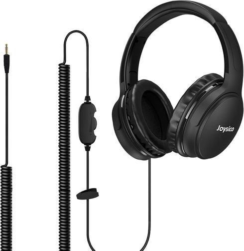 19.5Ft Extra Long Cord Headphones for TV PC with Volume Control, Wired Over Ear Earphones for Seniors