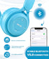 Kids Bluetooth Headphones, On Ear Wireless Headsets for Children with Built-in Microphone, Foldable Stereo Detachable Aux 3.5mm Cord, Kids Headphones for Boys Girls School iPad Tablet (Blue)