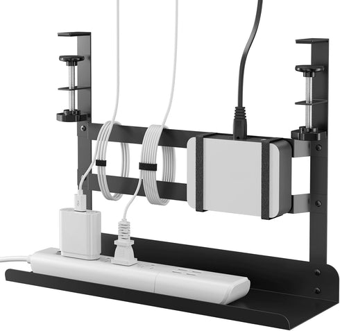 Yecaye Under Desk Cable Management Tray, No Drill Clamp Mount Metal Cable Management