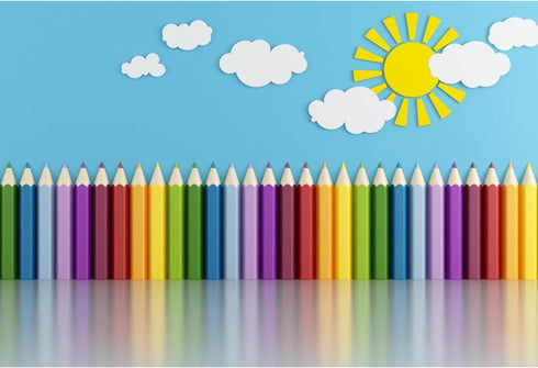 Baocicco 10x8ft Vinyl Backdrop Children's Room Interior Decor Photography Background Crayon Sun Clouds