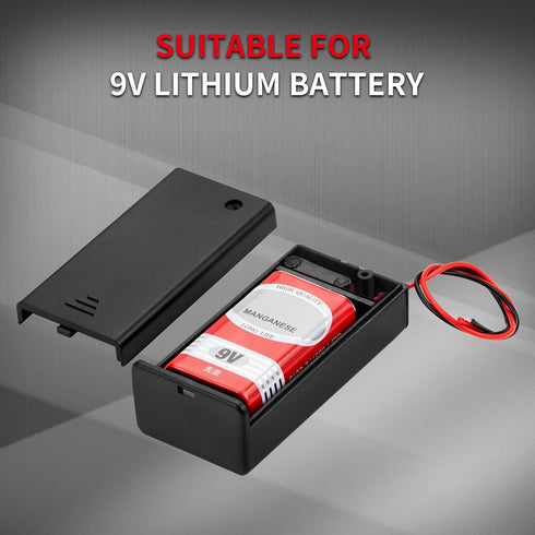 DAIERTEK 9V 9 9V 9 -3Pack Battery Holder, Volt Battery Holder with ON/Off Switch Cover Lead Wires Battery Box Volt