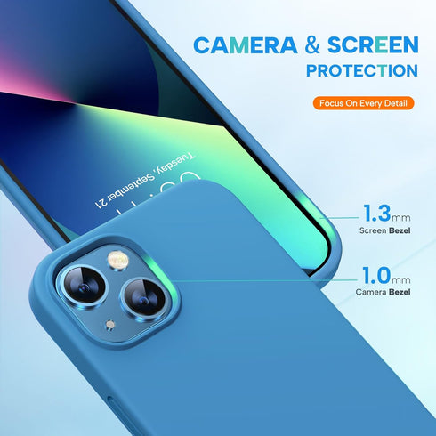 Miracase Shockproof Liquid Silicone Rubber Phone Case Cover for iPhone 13 6.1 inch, with Tempered Glass Screen