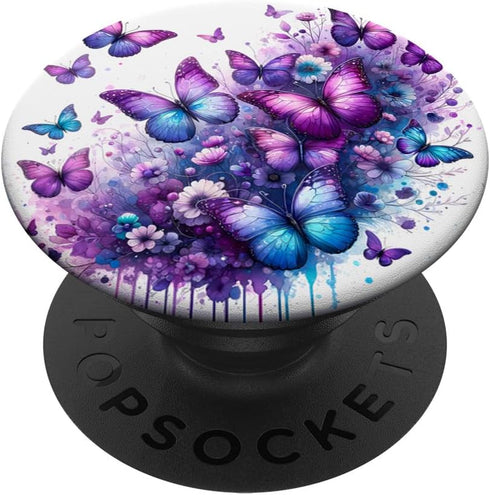 Purple Butterfly Aesthetic Cute Butterflies PopSockets Standard PopGrip for Girls