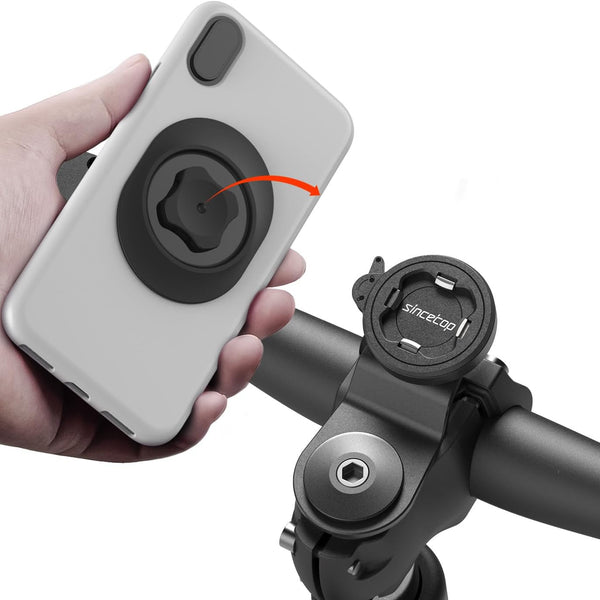 sincetop Bike Phone Mount - Universal Aluminum Handlebar Phone Holder for Mountain Road Bikes, Quick Attach/Release