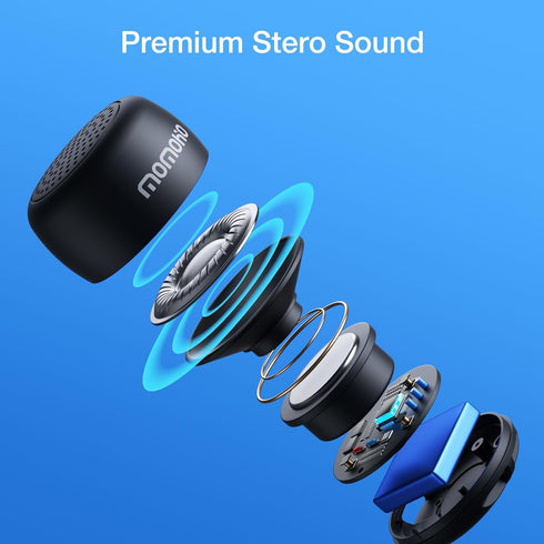 Posei T1 Mini Bluetooth Speaker, Wireless Tiny Speaker with Built-in Mic, TWS Portable for Travel, Black