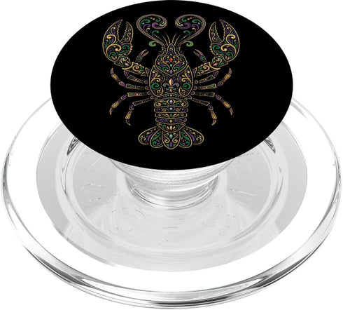 PixelPunch Boho Crawfish Boil Lobster Co. Lobster Design Bohemian Art Psychedelic Ornamental Crawfish PopSockets PopGrip for MagSafe