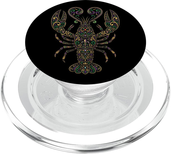 PixelPunch Boho Crawfish Boil Lobster Co. Lobster Design Bohemian Art Psychedelic Ornamental Crawfish PopSockets PopGrip for MagSafe