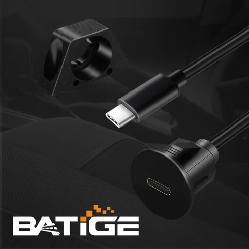 3/4" 3.1 3.1 3ft BATIGE Round Hole Small Type C Car Flush Mount Cable USB C Panel Mount Male to Female Extension Cable