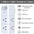 QINLIANF USB Outlet Extender Surge Protector, Multi Plug Power Strip with 3 USB Ports