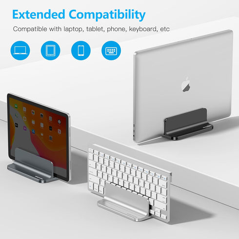 OMOTON Vertical Laptop Desktop Stand Holder with Adjustable Dock Size, Aluminum, Fits All MacBook, Surface, Chromebook