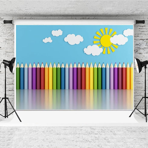 Action Bloom 9x6ft Colorful Pencils Backdrop Abstract Rainbow Pencil Photography Background for Children Drawing
