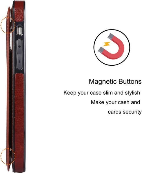Wallet Case for iPhone 12 Pro/12, Slim Protective Case with Card Holder, Premium PU Leather with Screen Protector