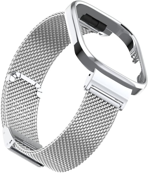 HOPMC Stainless Protective Metal Frame and Steel Mesh Buckle Replacement Band for Redmi Watch 3 Strap