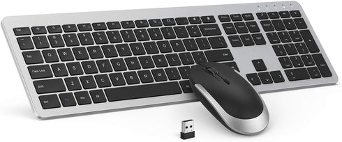 Wireless Keyboard and Mouse Combo - seenda Full Size Slim Wireless Keyboard Mouse with On/Off Switch