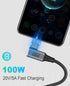 Poyiccot USB C Right Angle Cable 100W, 40Gbps Short USB 4 Cable for Thunderbolt 4, 1.5 Feet for MacBook Pro
