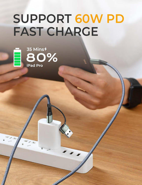 AINOPE 6FT USB C to USB C Cable, 3.1A, Nylon Braided, Compatible with iPad Pro, MacBook, Samsung Galaxy S22, Pixel.