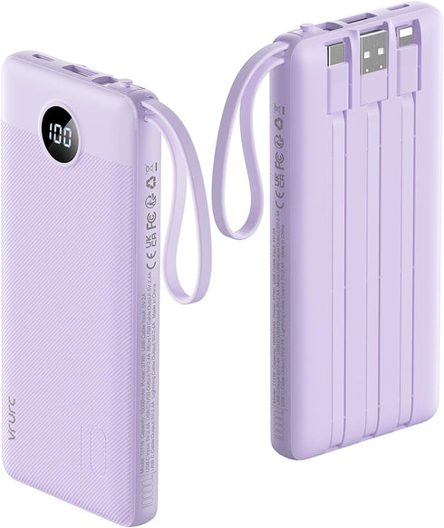 VRURC Portable Charger Power Bank, 10000mAh Travel Essentials Battery Pack, 5 Outputs 2