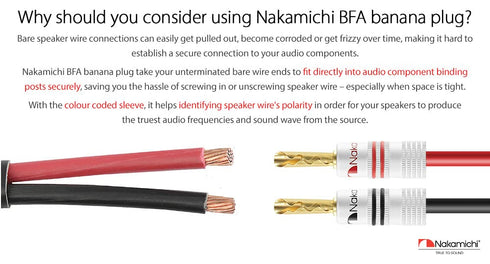 Nakamichi Excel Series 24k Gold Plated BFA Banana Plug for Speakers Amplifier Hi-Fi AV Stereo Home Theatre Audio Wire