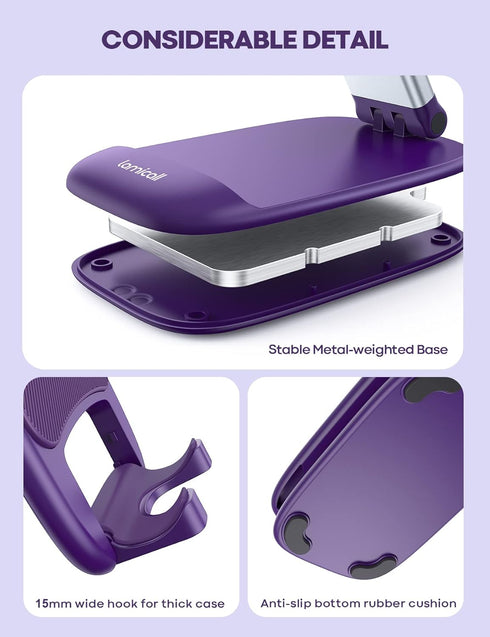 Lamicall Purple Phone Stand for Desk - Dark Purple Holder Compatible with iPhone 13 Pro Max Mini, 12 11 XR X 8 7 6 Plus