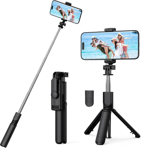 Aourxiv Selfie Stick Tripod, Retractable Selfie Stick Tripod with Wireless Remote Control, for