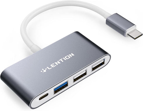 LENTION 4-in-1 USB-C Hub with Type C, USB 3.0, USB 2.0 for 2025-2016