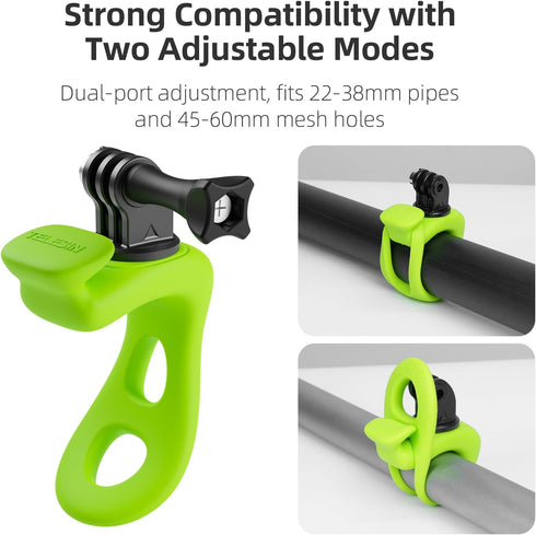 TELESIN Camera 360 Strap Mount Flexible Wrap Band Bike Motorcycle Handlebar Tube Roll Bar Stick Pole Ski Holder Accessories for GoPro Max Hero 12 11 10 9 Insta360 Ace Pro X3 DJI Action 3 4 Osmo Pocket