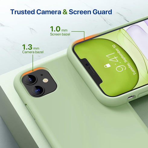Miracase iPhone 11 Case (6.1") - Matcha Green, Liquid Silicone Gel, Full Body Shockproof Protection & Screen Protector.