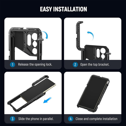 Neewer S24 Ultra Phone Cage with 67mm Filter Adapter, 17mm Lens Backplate, T Mount Lens Adapter, Cleaning Cloth
