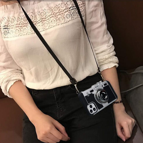 Awsaccy Emily in Paris Phone Case for iPhone 15 Pro 6.1 inch 2023, Vintage Cover with Removable Neck Strap, Black