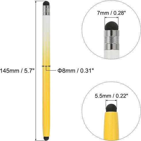 MECCANIXITY Stylus Pens for Touch Screens Dual Rubber Tips Capacitive Stylus Tablet Pen Sensitivity Precision for Universal Touch Devices, Gradient Yellow