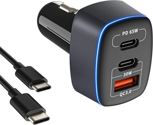 USB C Car Charger 95W, 3-Port PD 65W Fast Car Charger for iPhone, Samsung Galaxy, Google Pixel, MacBook